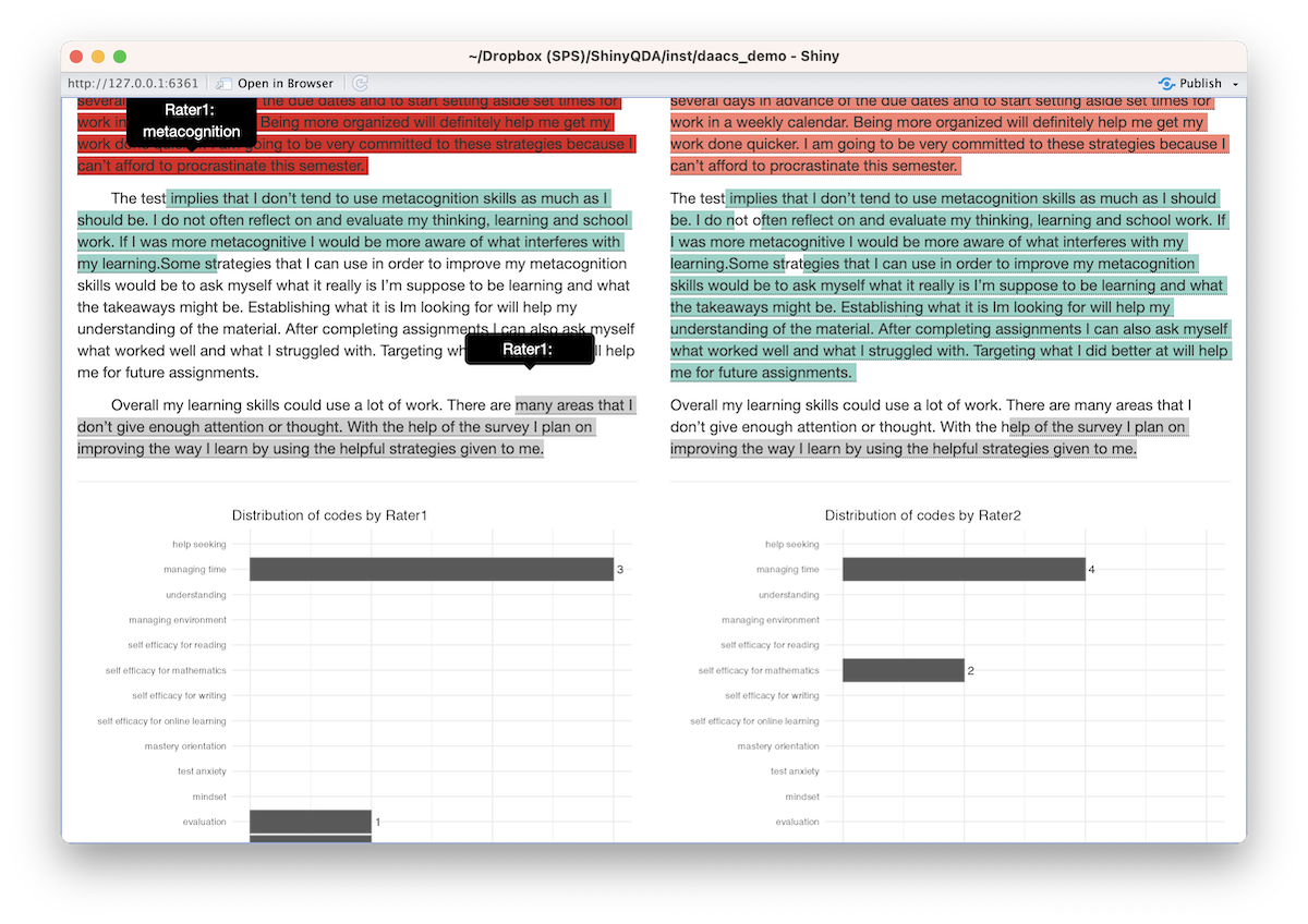 Screenshot of inter-rater reliability panel