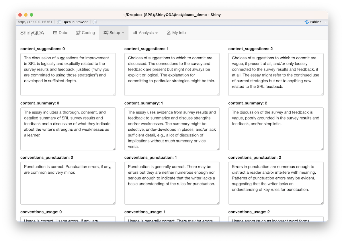 Screenshot of editing rubric criteria