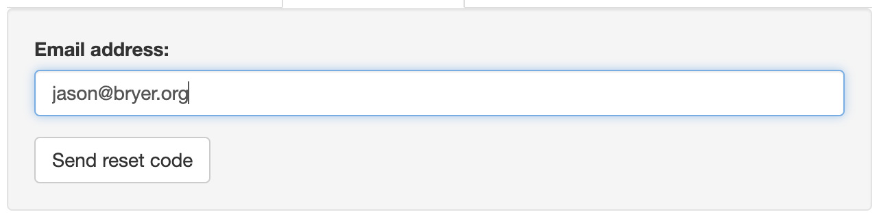 Screenshot of step one for resetting a password